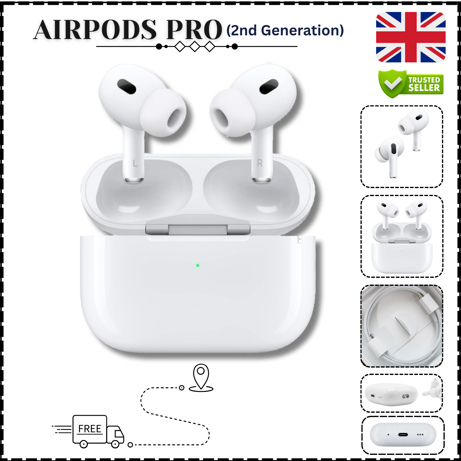 Apple AirPods Pro 2nd Generation with MagSafe Wireless Charging Case Uk_Supplier