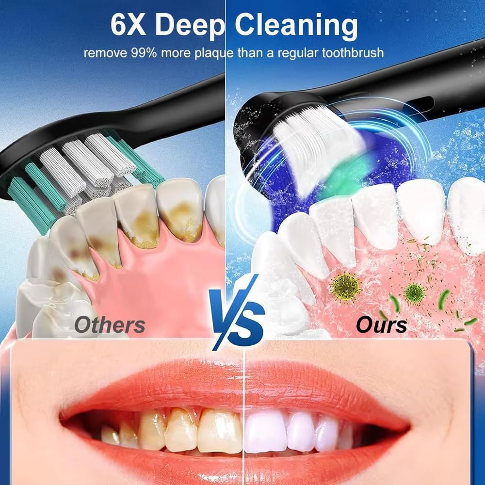 Rotating Electric Toothbrush USB Rechargeable with 4 Brush Heads & 5 Cleaning Modes – Deep Clean, Whitening & Gum Care Meerab Trading