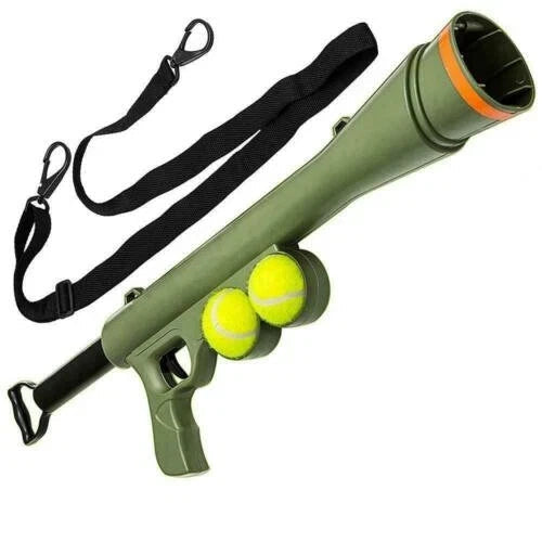 Dog Ball Launcher With 2 Tennis Balls Outdoor Gun Fetch Toy BNIB Uk_Supplier