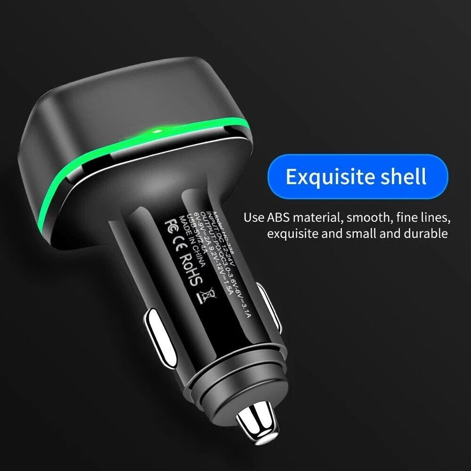 Fast Car Charger 2 USB Port + Type C Universal Socket Adapter For iPhone Samsung Uk_Supplier