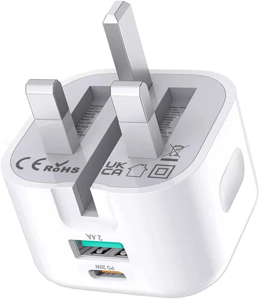 For iPhone 14 13 12 11 Pro XR XS Fast Charging 20W USB-C PD Plug Uk_Supplier