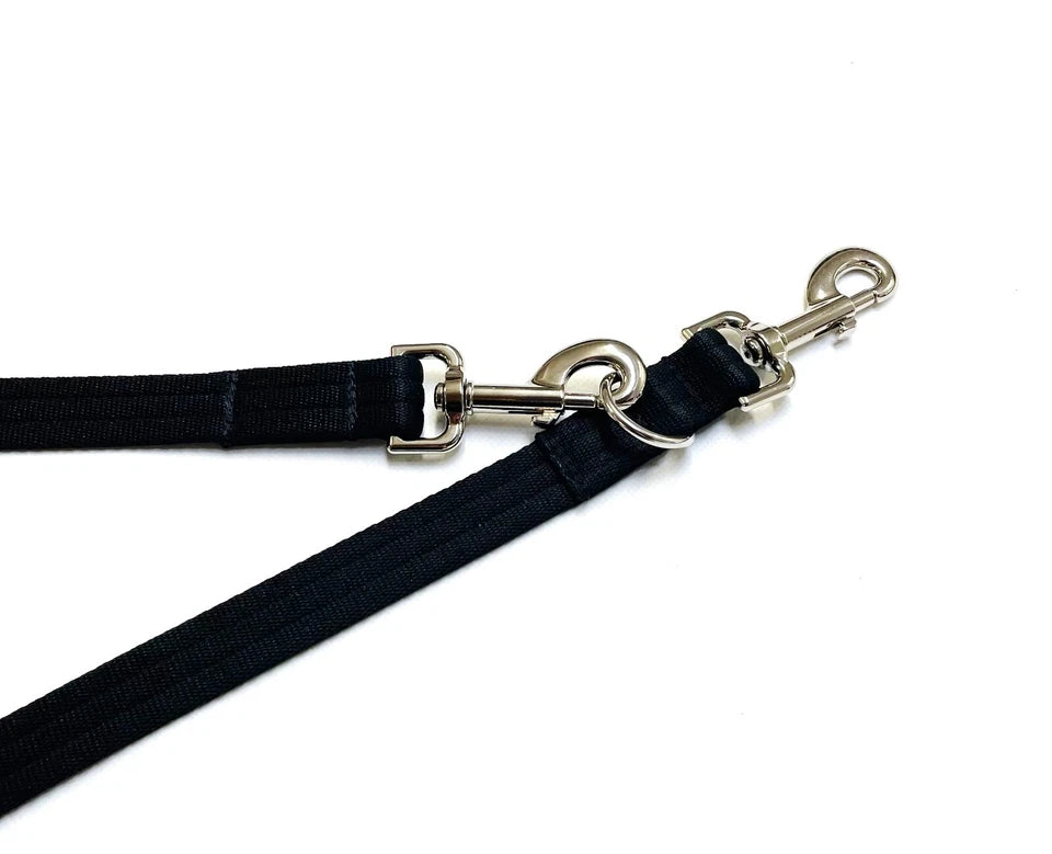 Police Style Dog Training Lead Black Double Ended Multi Functional Soft 25mm Uk_Supplier